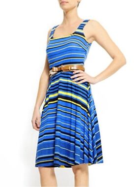 Vintage MNG blue and yellow stripe vintage dress size M